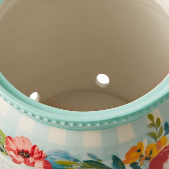 ❤️ New Pioneer Woman Sweet Romance Teal Gingham Onion Keeper with Lid - Picture 4 of 8